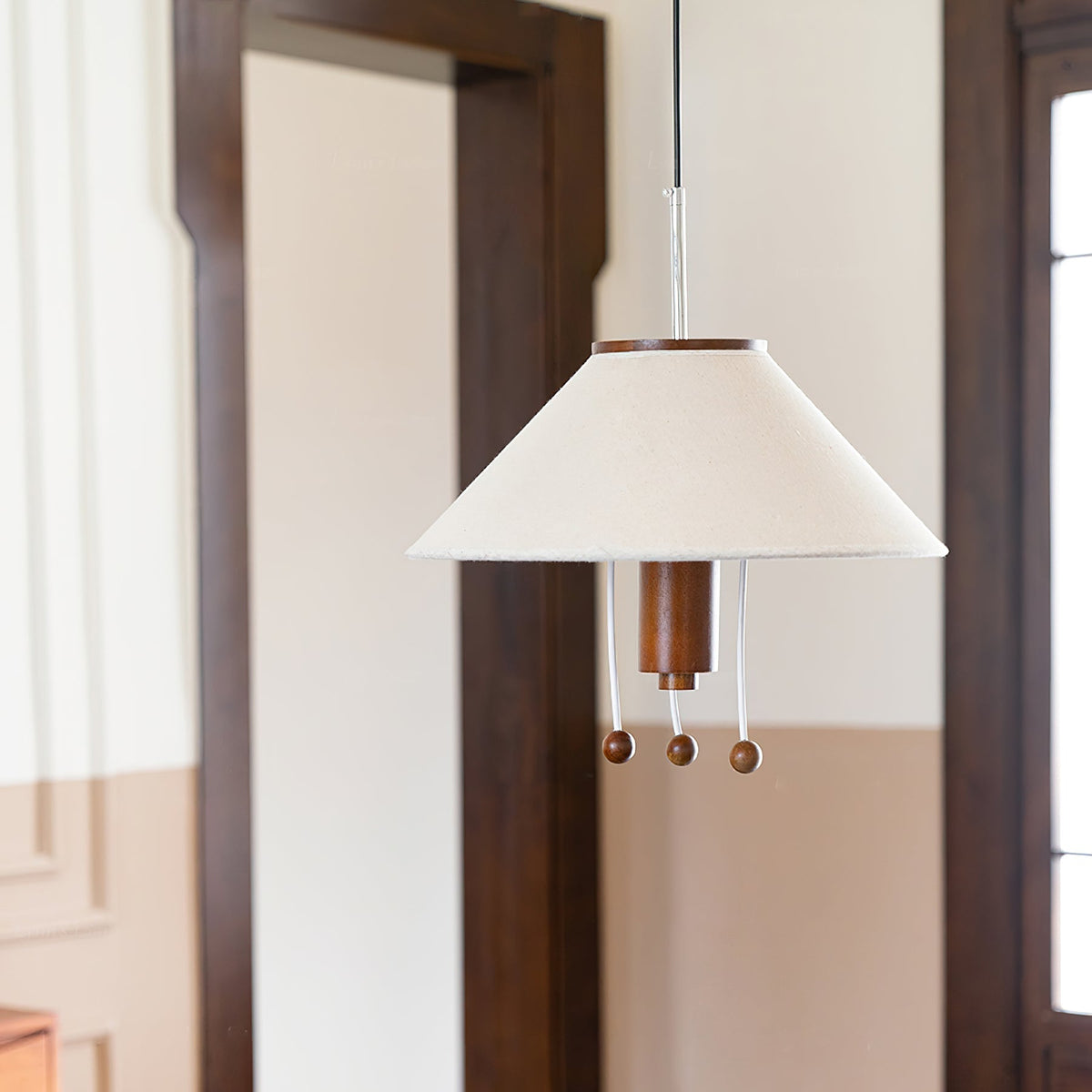 Candeeiro suspenso Zathee Nordic Art Classic em madeira e tecido