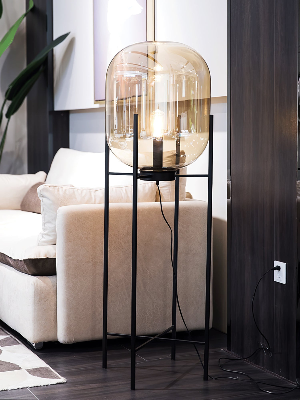 Liorivelia industriel gulvlampe i glas
