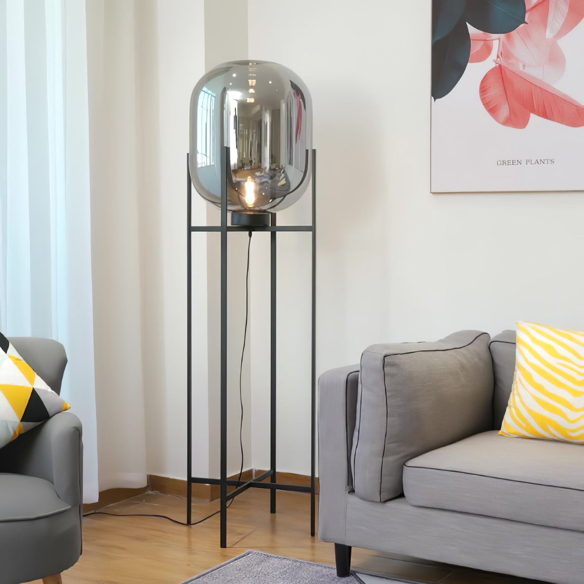 Liorivelia industriel gulvlampe i glas