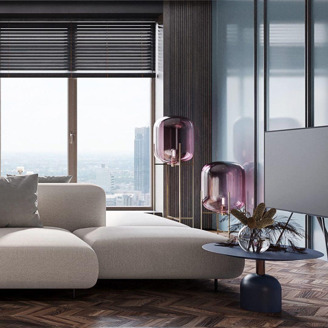 Liorivelia industriel gulvlampe i glas