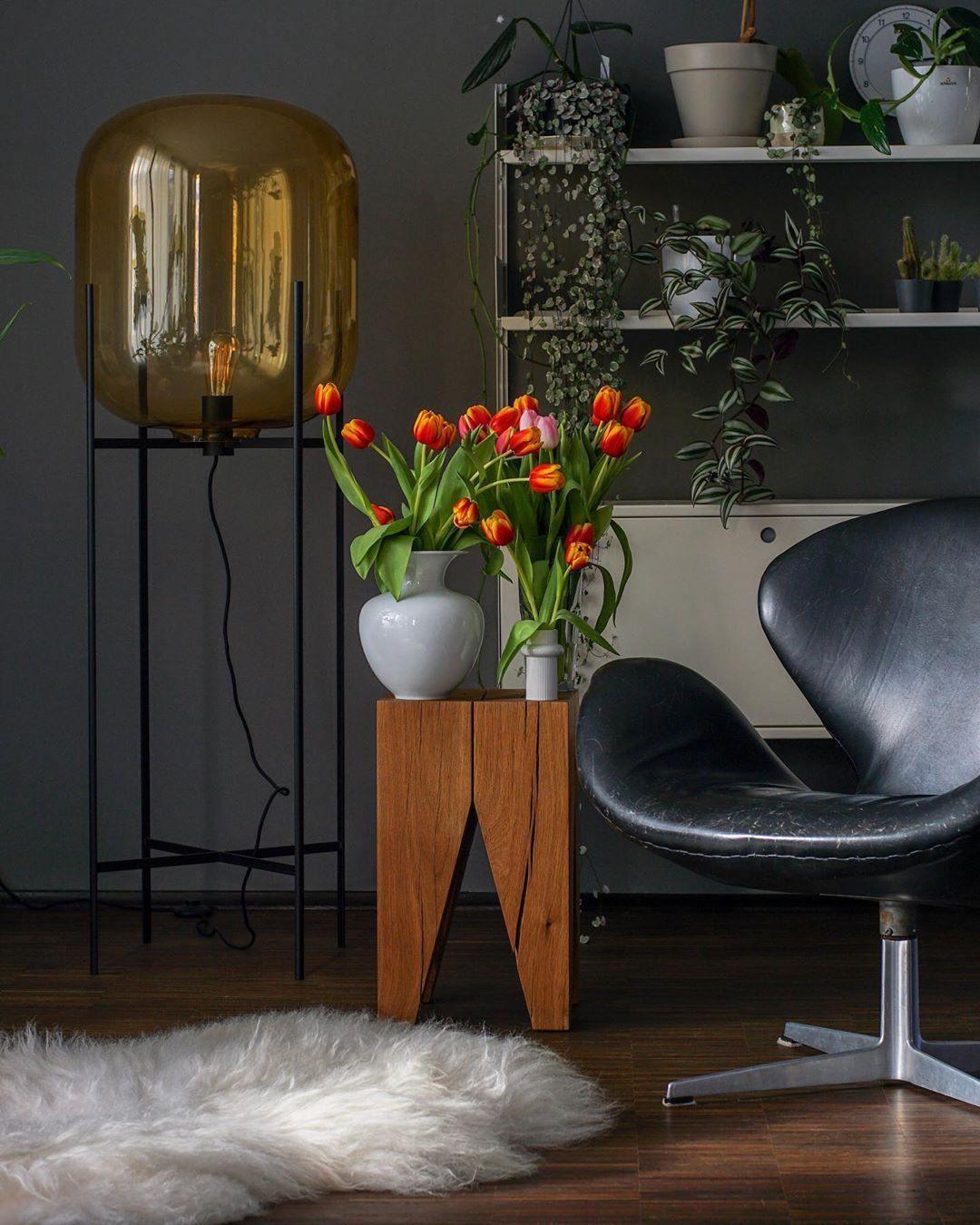 Liorivelia industriel gulvlampe i glas