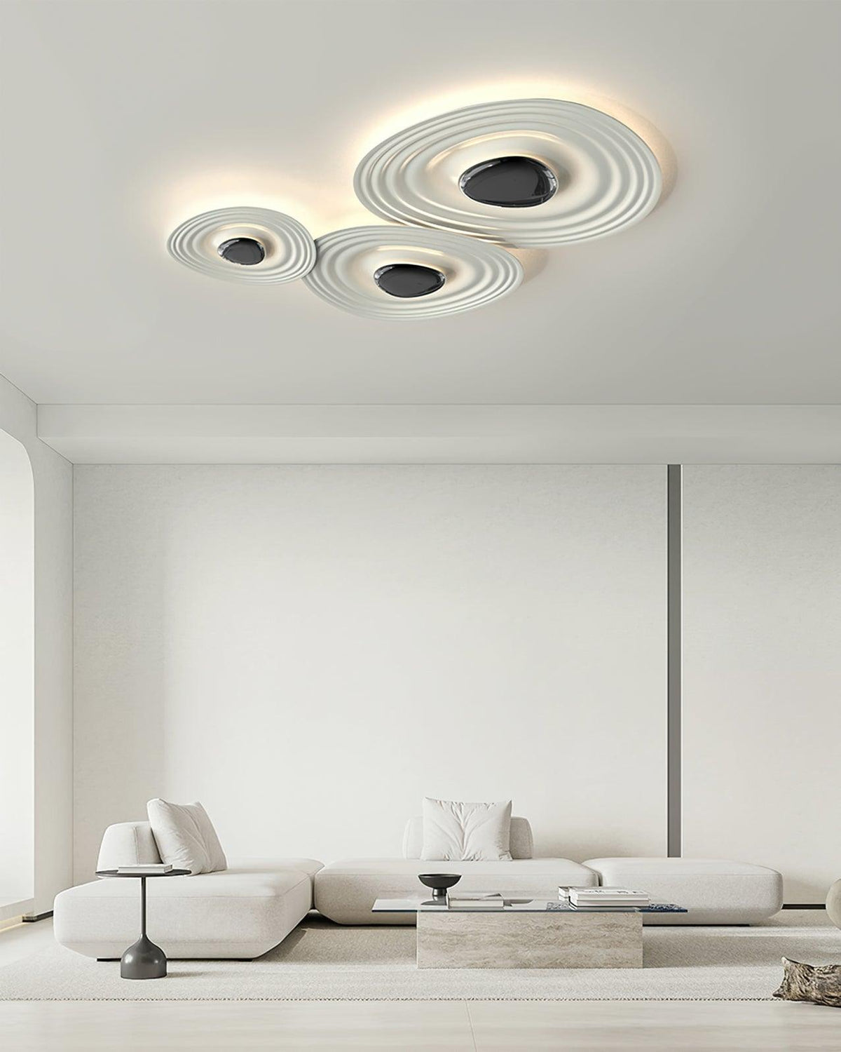 Idra modern skulptural taklampa med vågformad ring