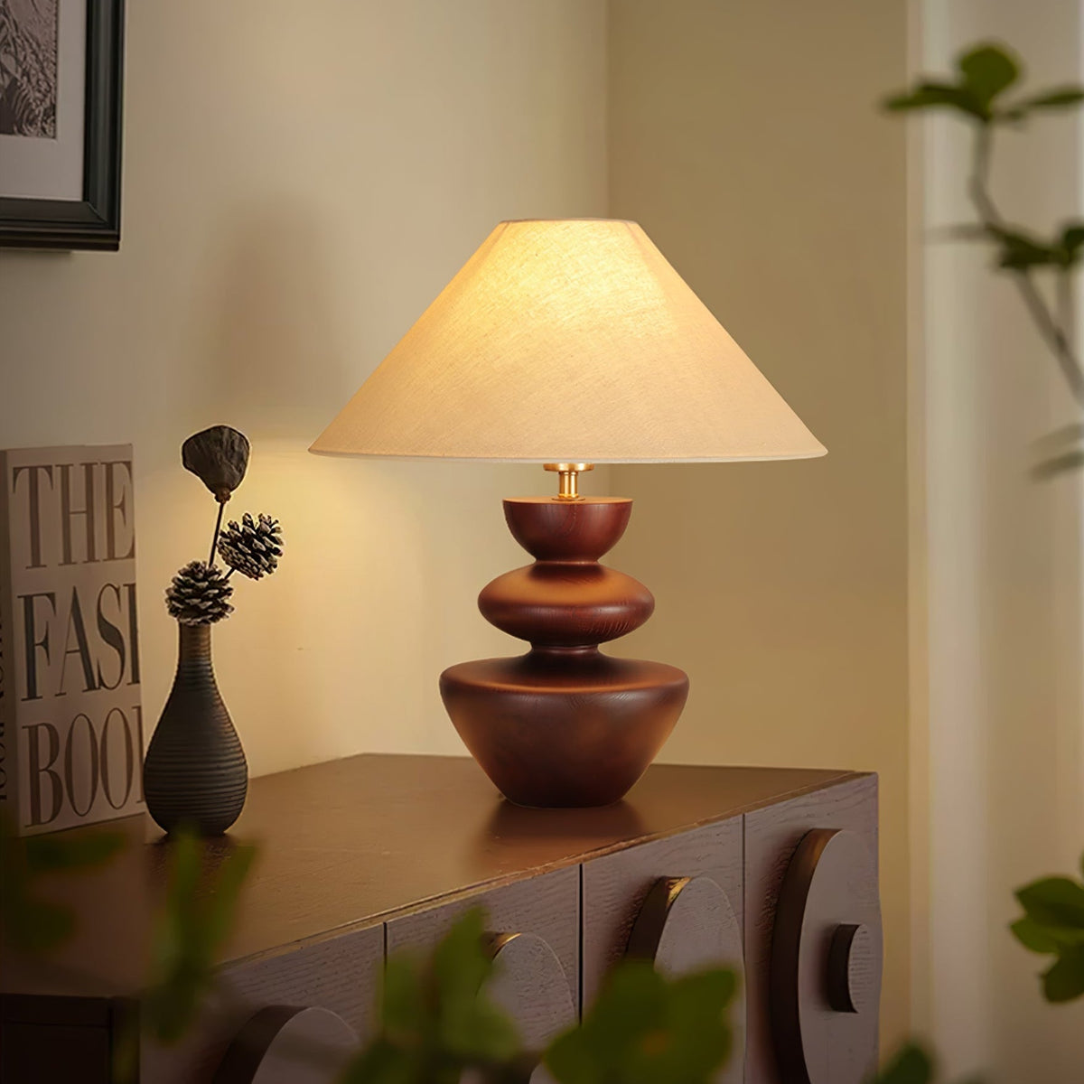 Joanne vintage-bordlampe i træ