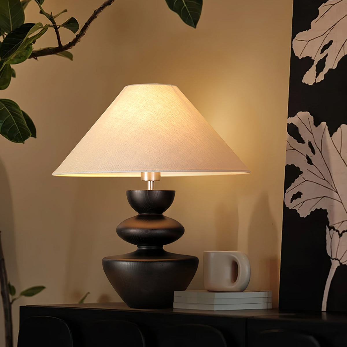 Joanne vintage-bordlampe i træ