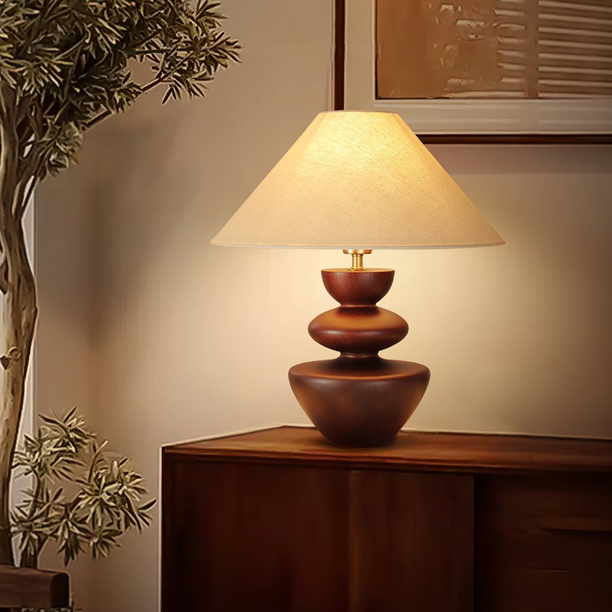 Joanne vintage-bordlampe i træ