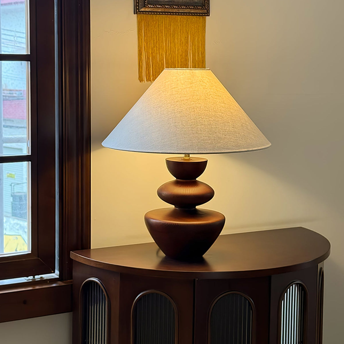 Joanne vintage-bordlampe i træ