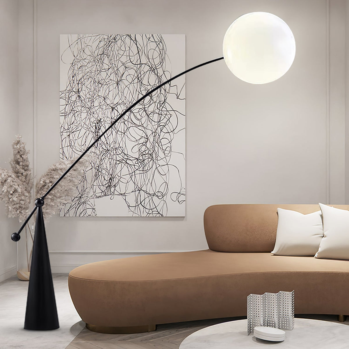 Ortalil modern bågformad golvlampa