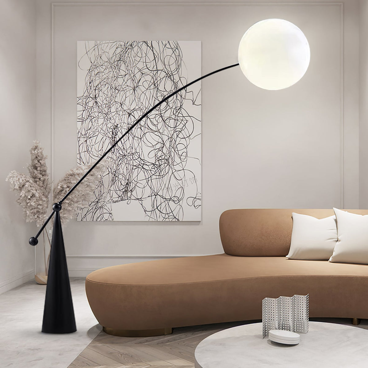 Ortalil modern bågformad golvlampa