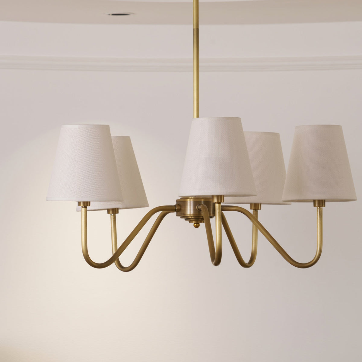 Candeeiro suspenso Viraean vintage industrial em latão e tecido