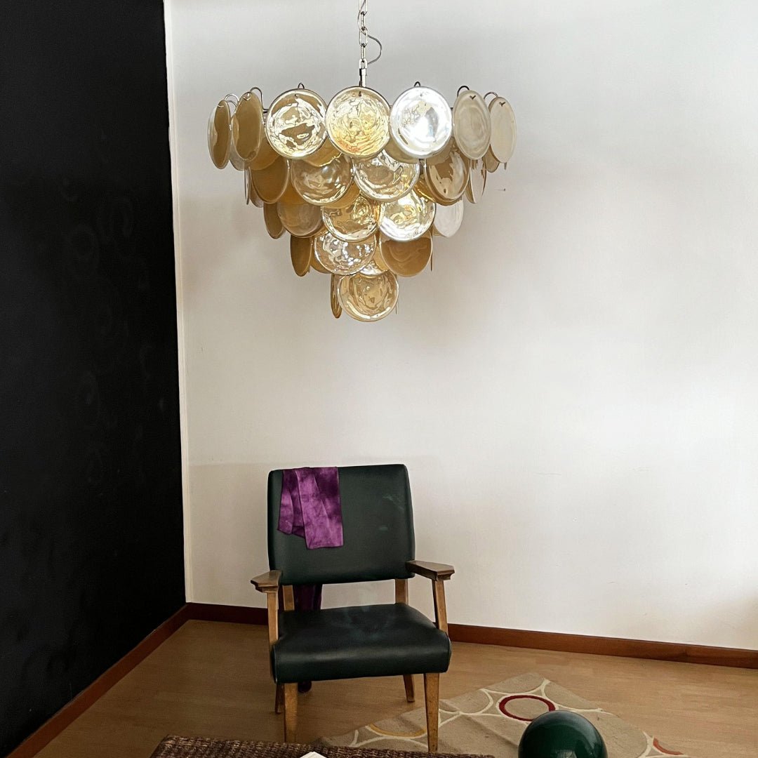 Celisira lysekrone med skive af Murano-glas i klassisk stil