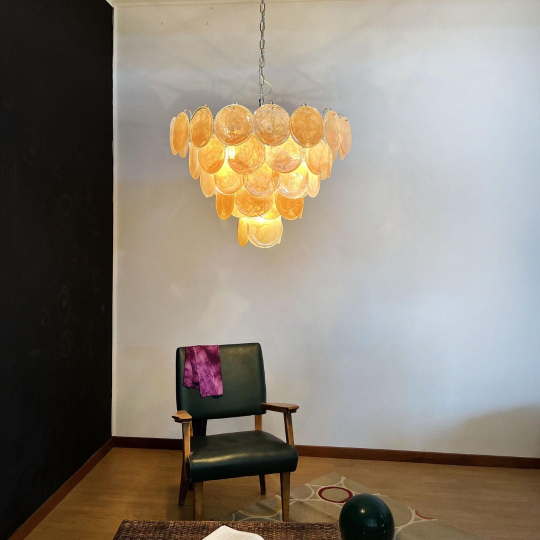 Celisira lysekrone med skive af Murano-glas i klassisk stil