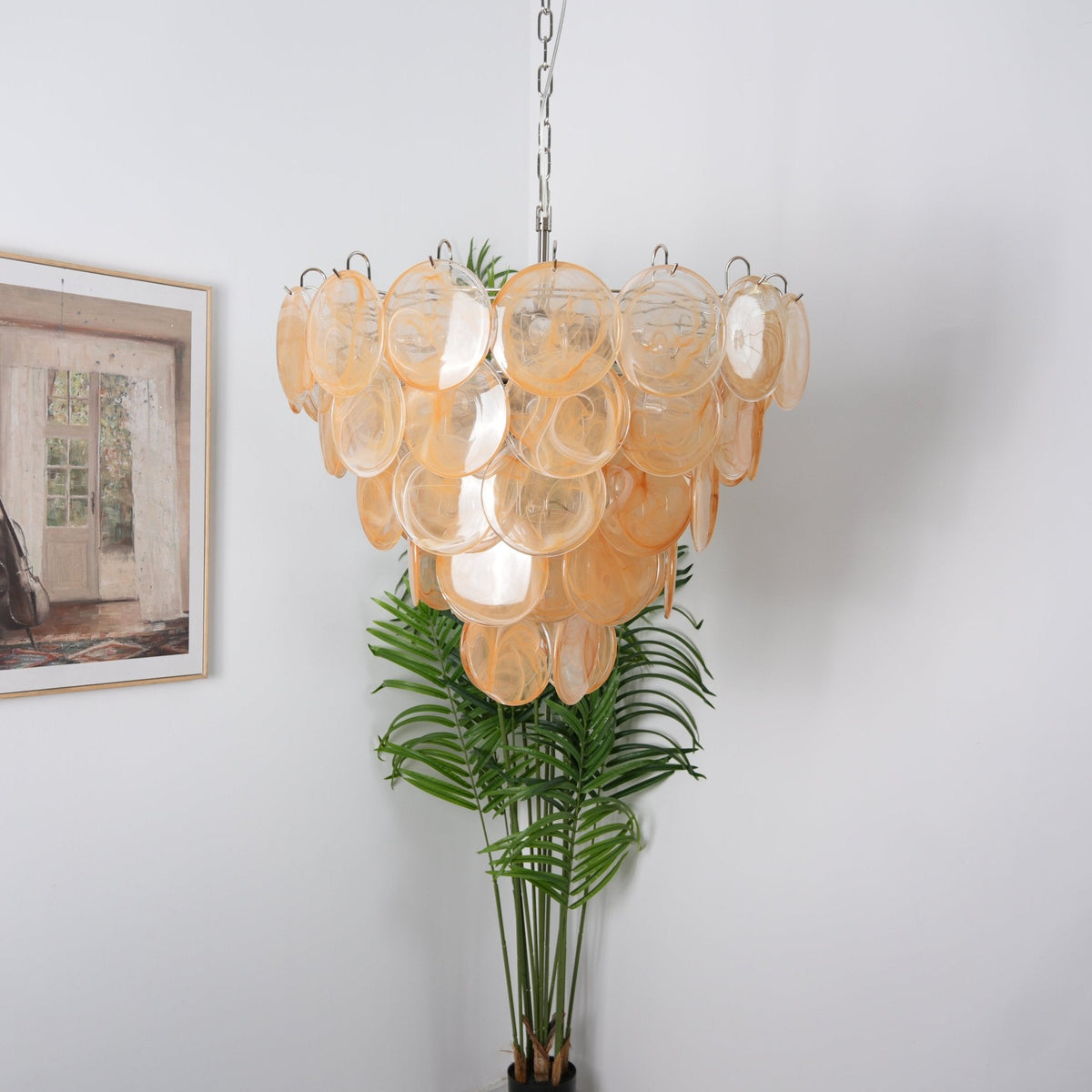 Celisira lysekrone med skive af Murano-glas i klassisk stil