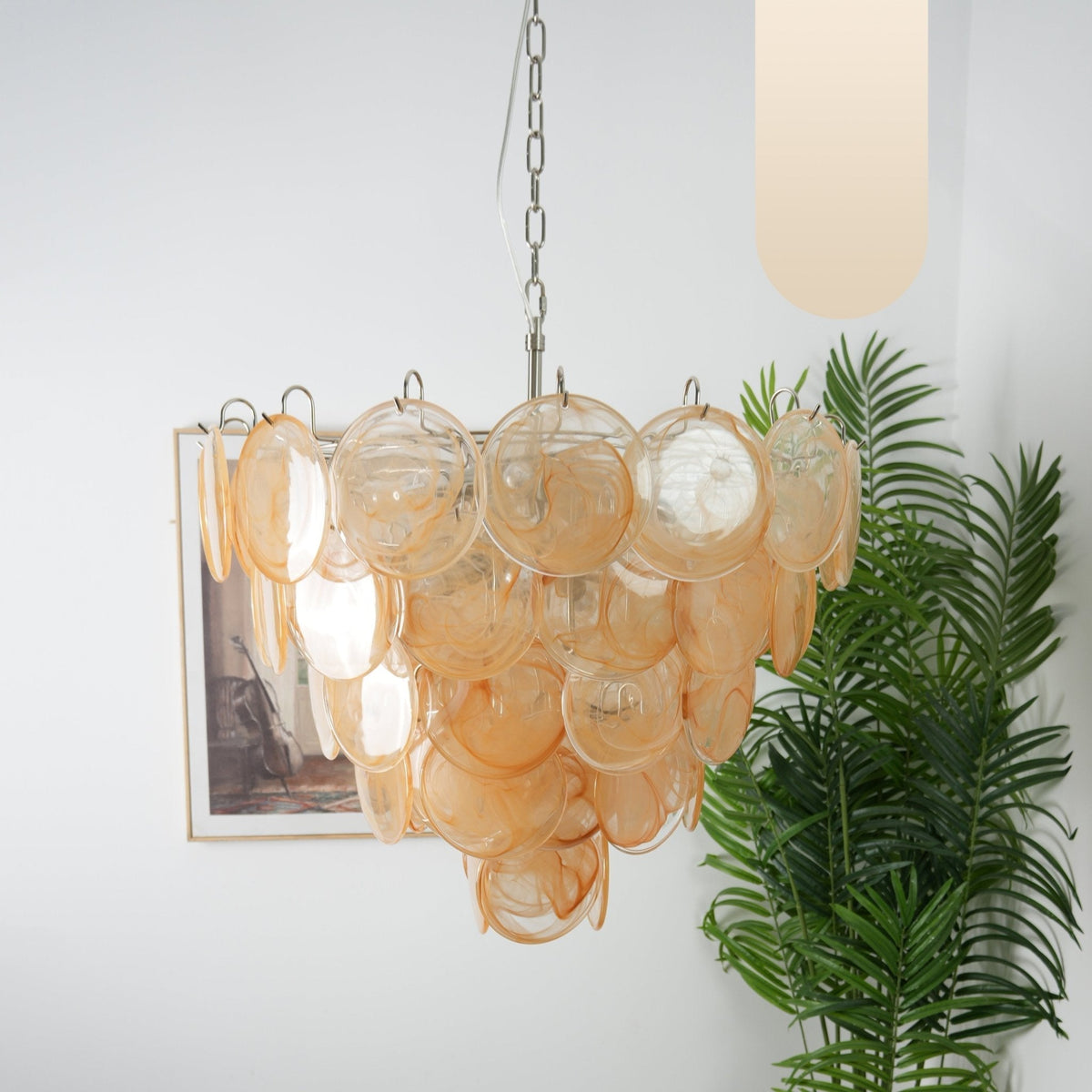 Celisira lysekrone med skive af Murano-glas i klassisk stil