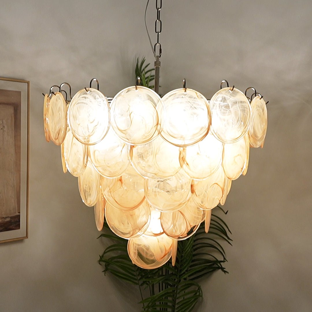 Celisira lysekrone med skive af Murano-glas i klassisk stil