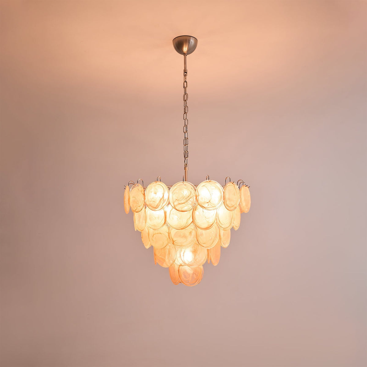 Celisira lysekrone med skive af Murano-glas i klassisk stil