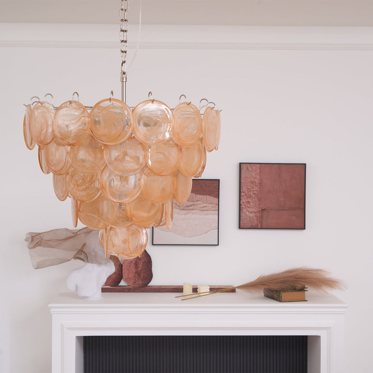 Celisira lysekrone med skive af Murano-glas i klassisk stil