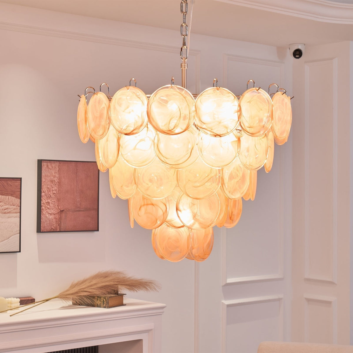 Celisira lysekrone med skive af Murano-glas i klassisk stil