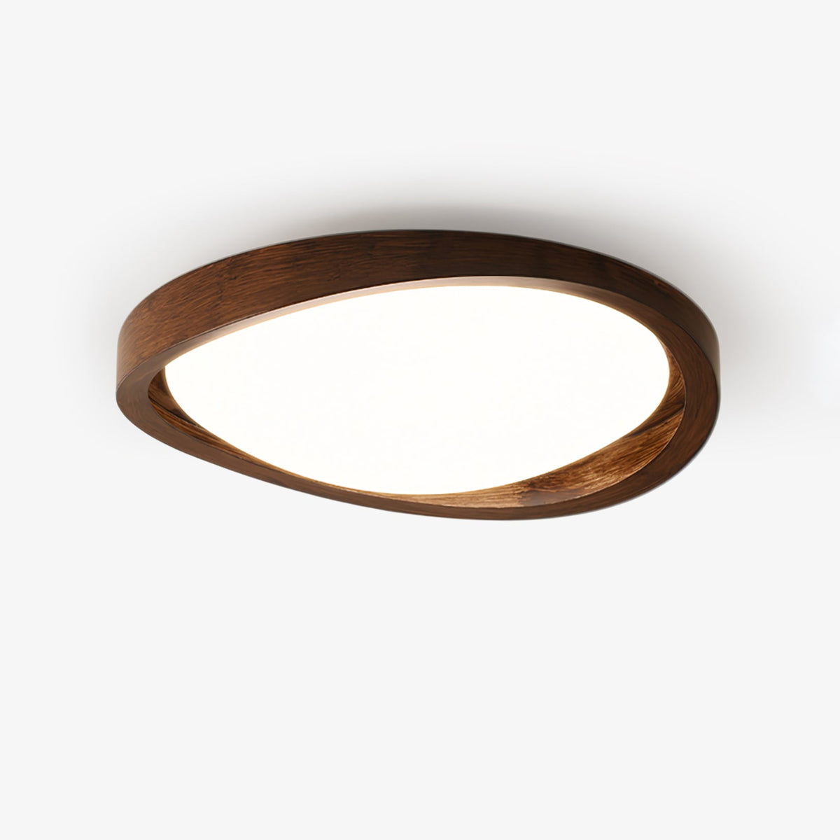 Nalem loftlampe i valnød med buet oval kant, nordisk