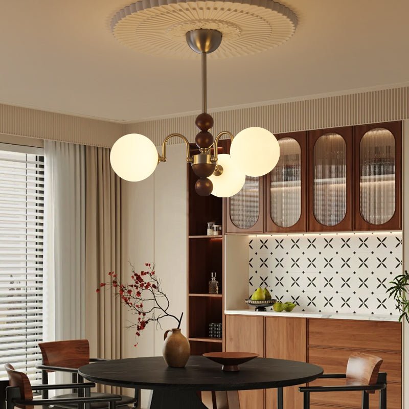 Orbital Premium Nordic Art Curve Wood Glass -kattokruunu