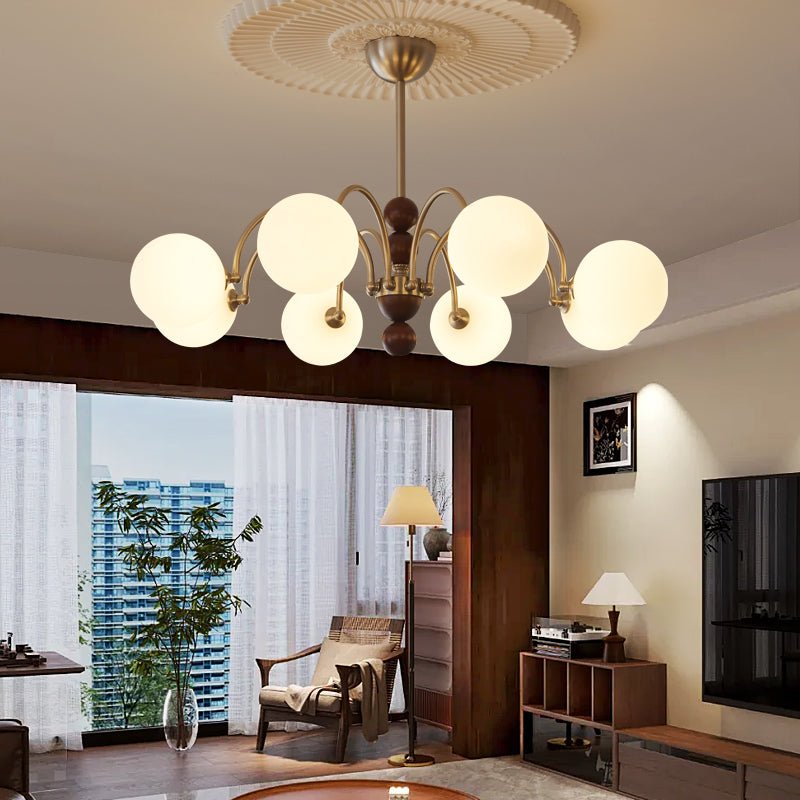 Orbital Premium Nordic Art Curve Wood Glass -kattokruunu