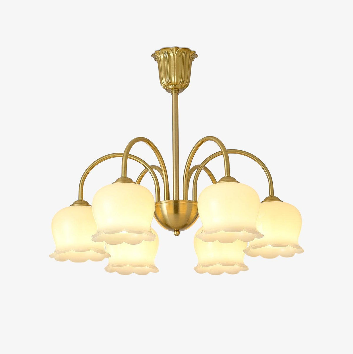 Candeeiro Solenora em latão, elegante, com braços curvos