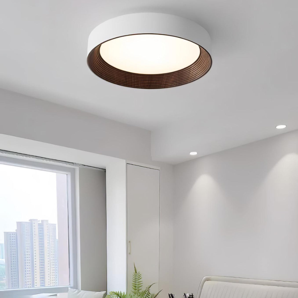 Elvirelle loftslampe i træ med minimalistisk justerbar ring