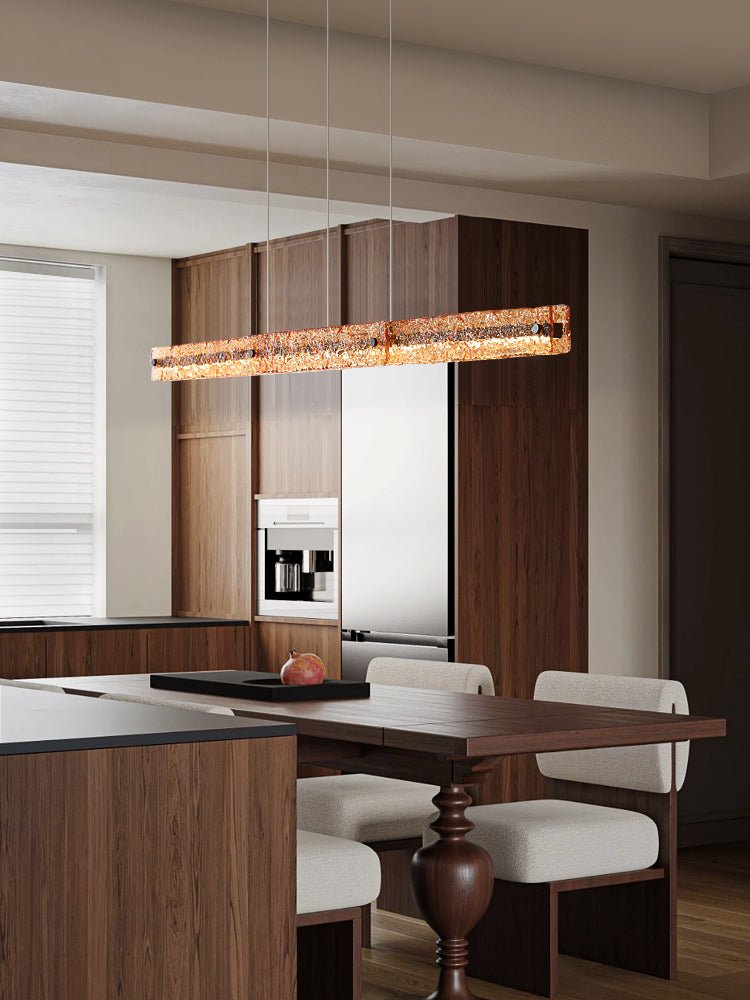 Avnorira modern minimalistisk linjär pendellampa i glas för köksö