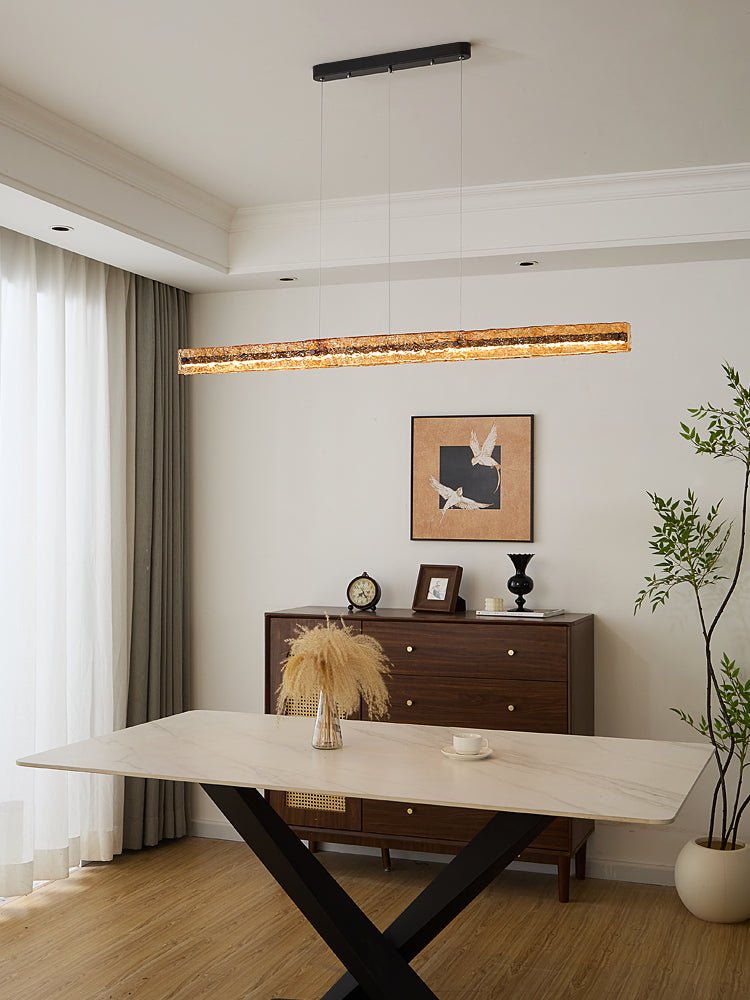 Avnorira modern minimalistisk linjär pendellampa i glas för köksö