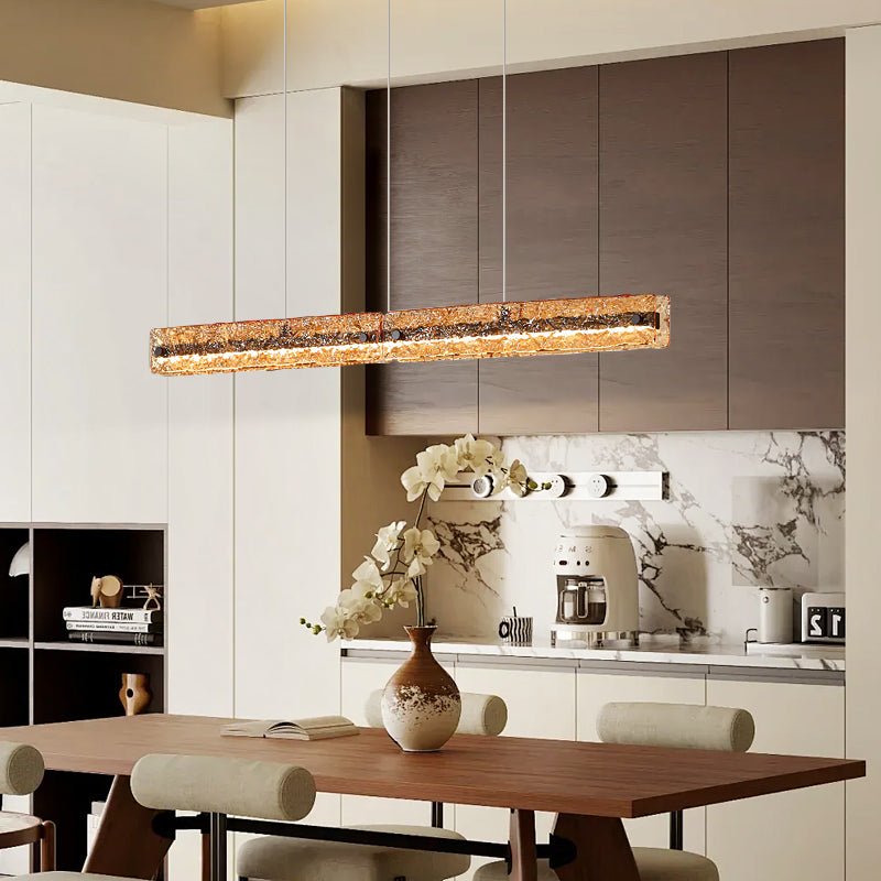Avnorira modern minimalistisk linjär pendellampa i glas för köksö