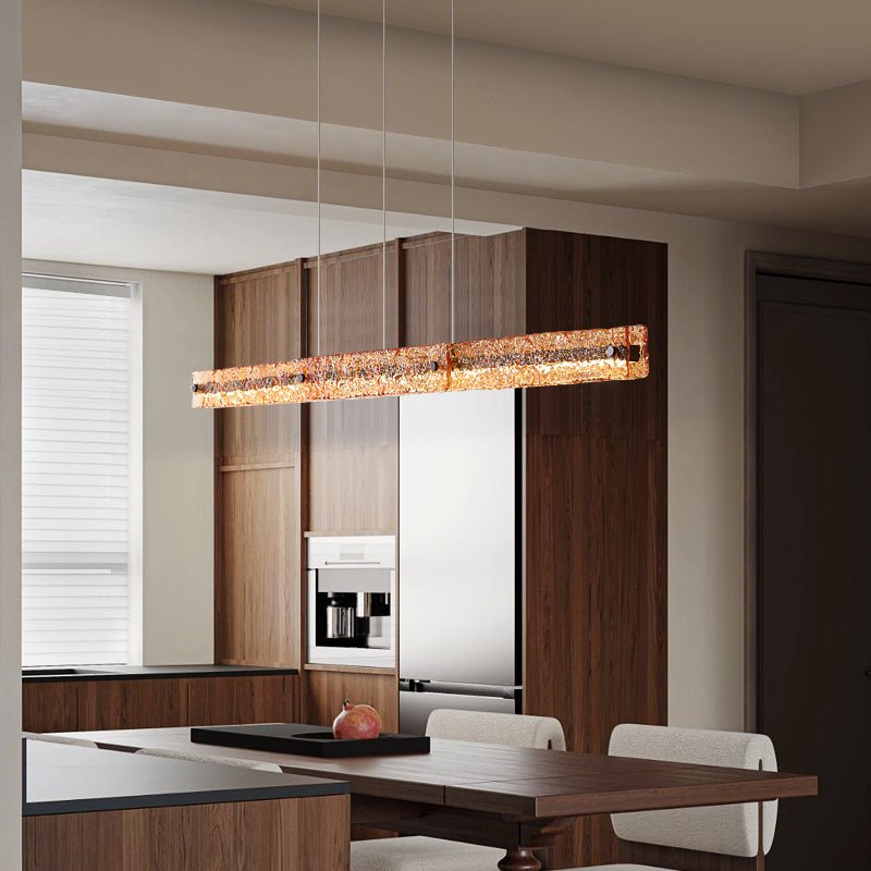 Avnorira modern minimalistisk linjär pendellampa i glas för köksö