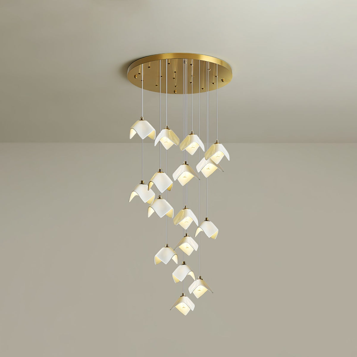 Cithayra Geometric Glass Brass Chandelier