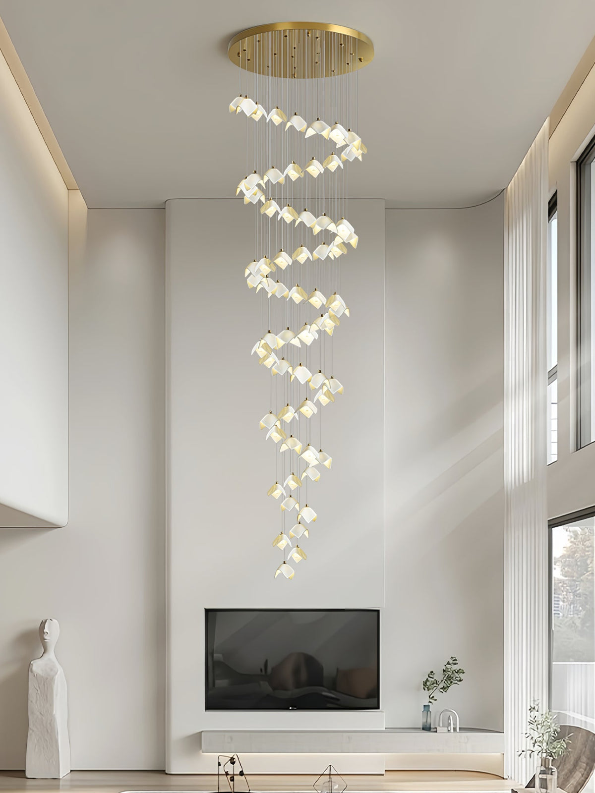 Cithayra Geometric Glass Brass Chandelier