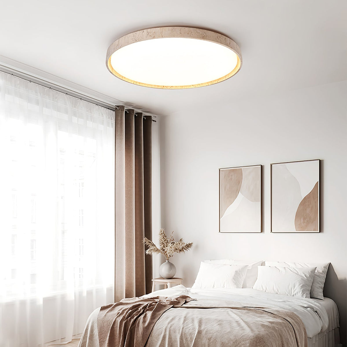 Kathy-rund loftlampe i travertin