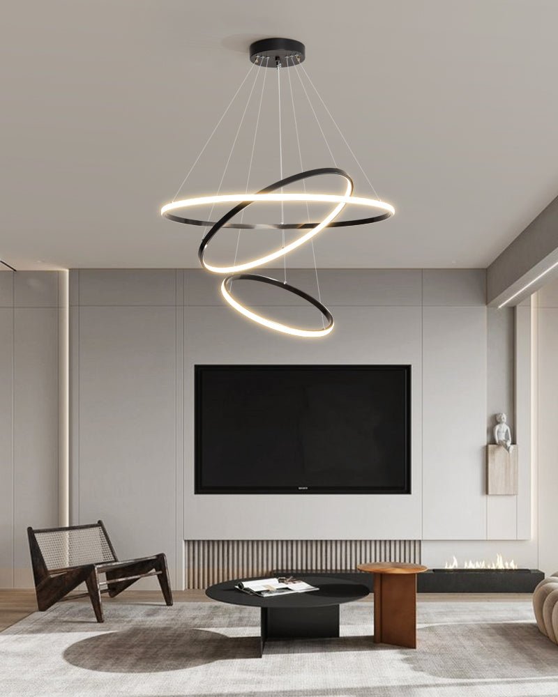 Efrion moderni minimalistinen kattokruunu, messinkiä ja muovia, renkaat