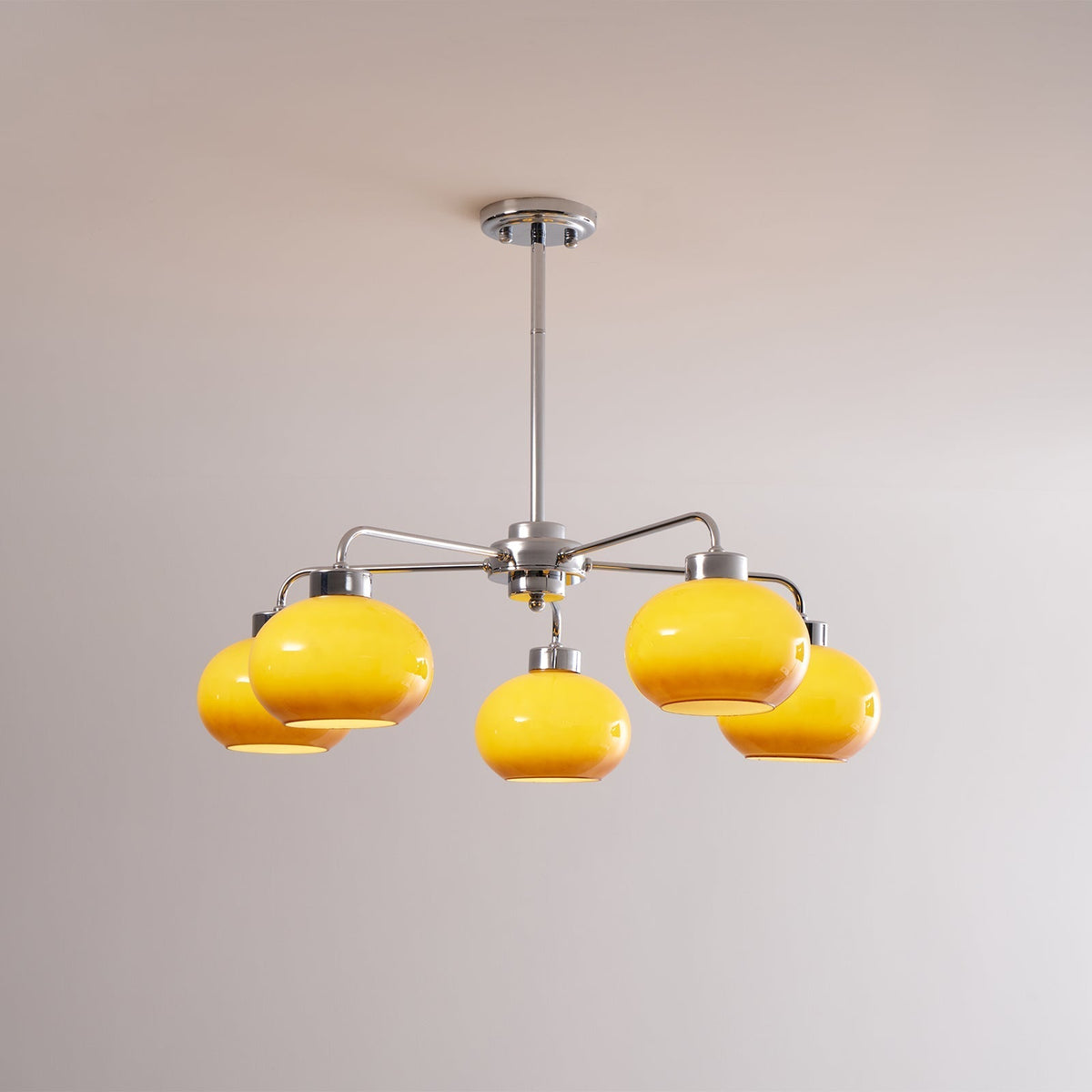 Candeeiro de teto Liorenira com vidro cromado geométrico retro