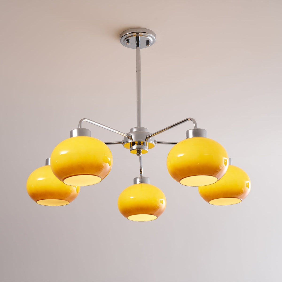 Candeeiro de teto Liorenira com vidro cromado geométrico retro
