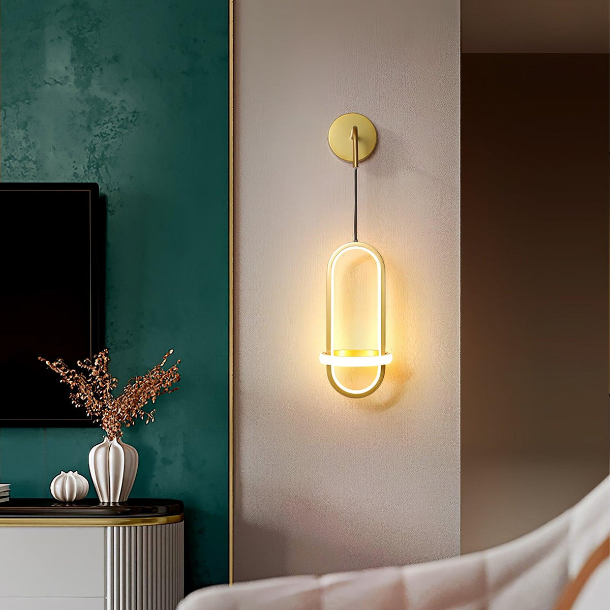 Aplique de parede oval Vivianne moderno e minimalista em latão