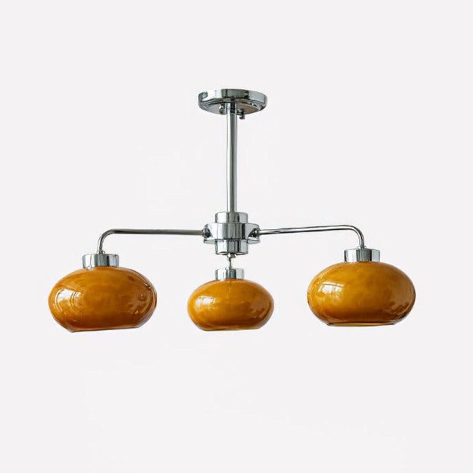 Candeeiro de teto Liorenira com vidro cromado geométrico retro