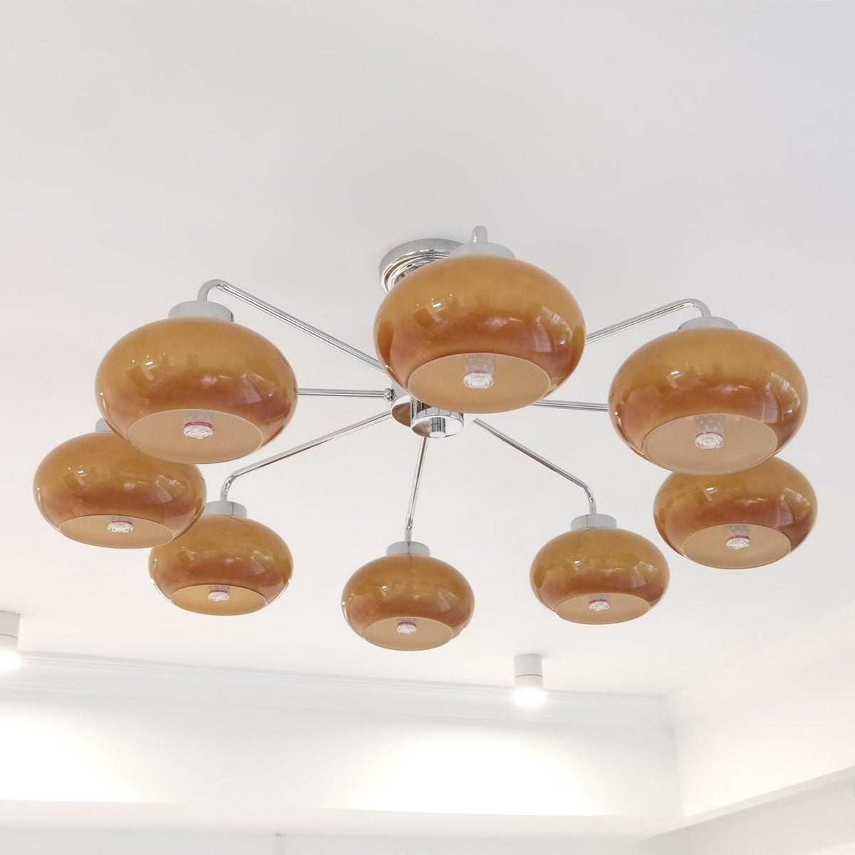 Candeeiro de teto Liorenira com vidro cromado geométrico retro