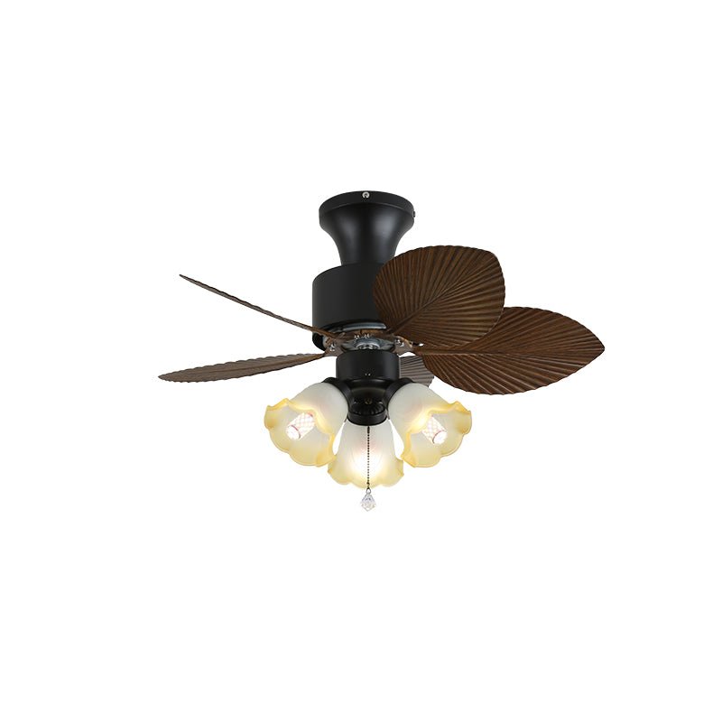 Ventoinha de teto com luz de vidro tropical Celoine