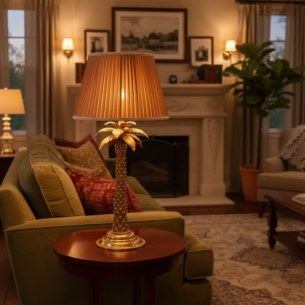 Bordlampe med palmetræ