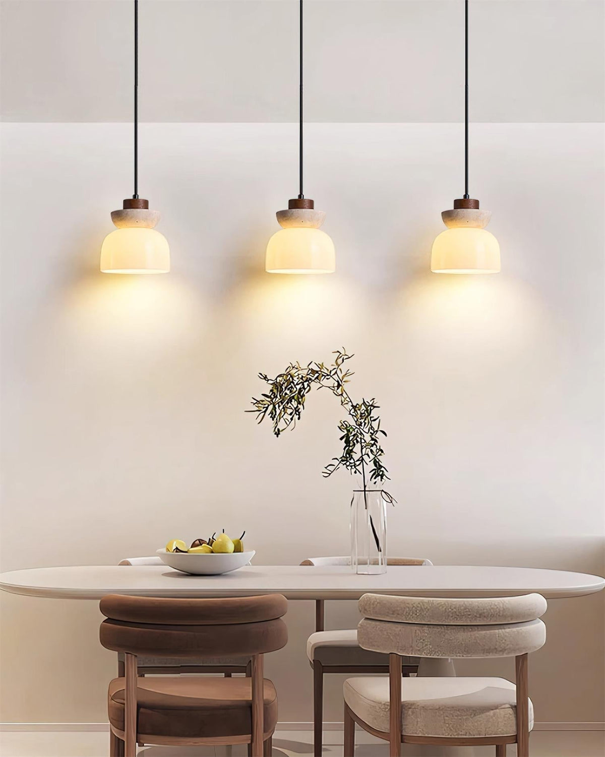 Norenx Travertine Dome  Glass Pendant Light