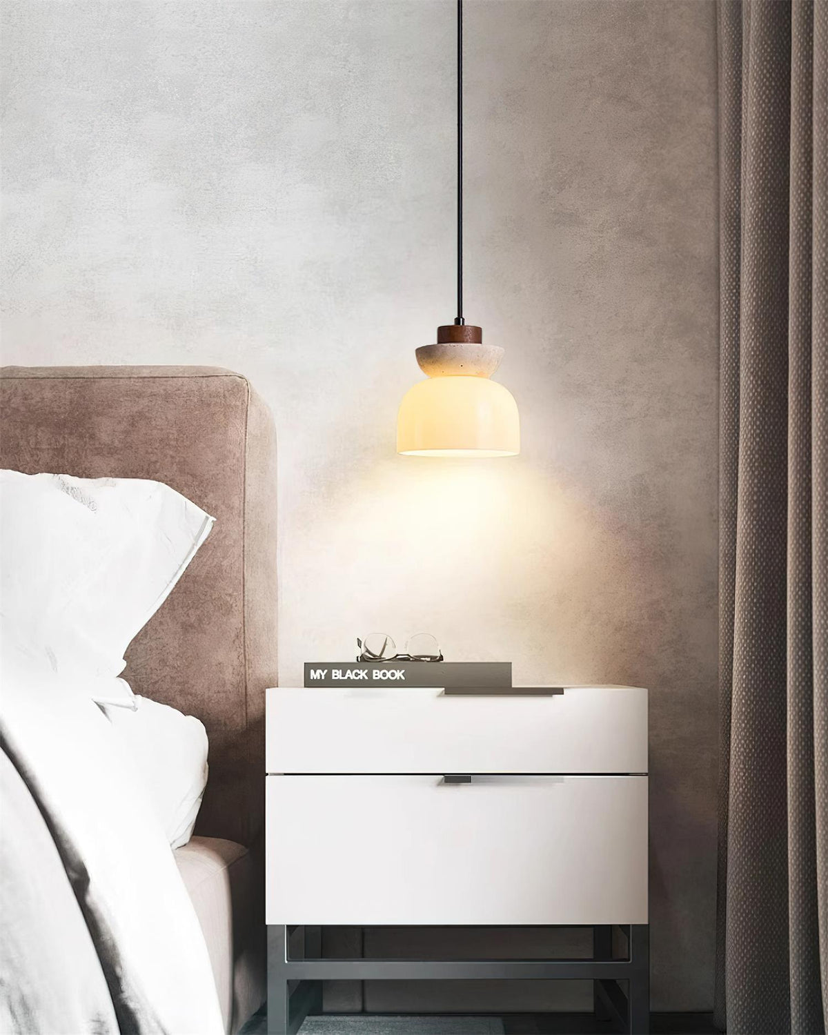 Norenx Travertine Dome  Glass Pendant Light