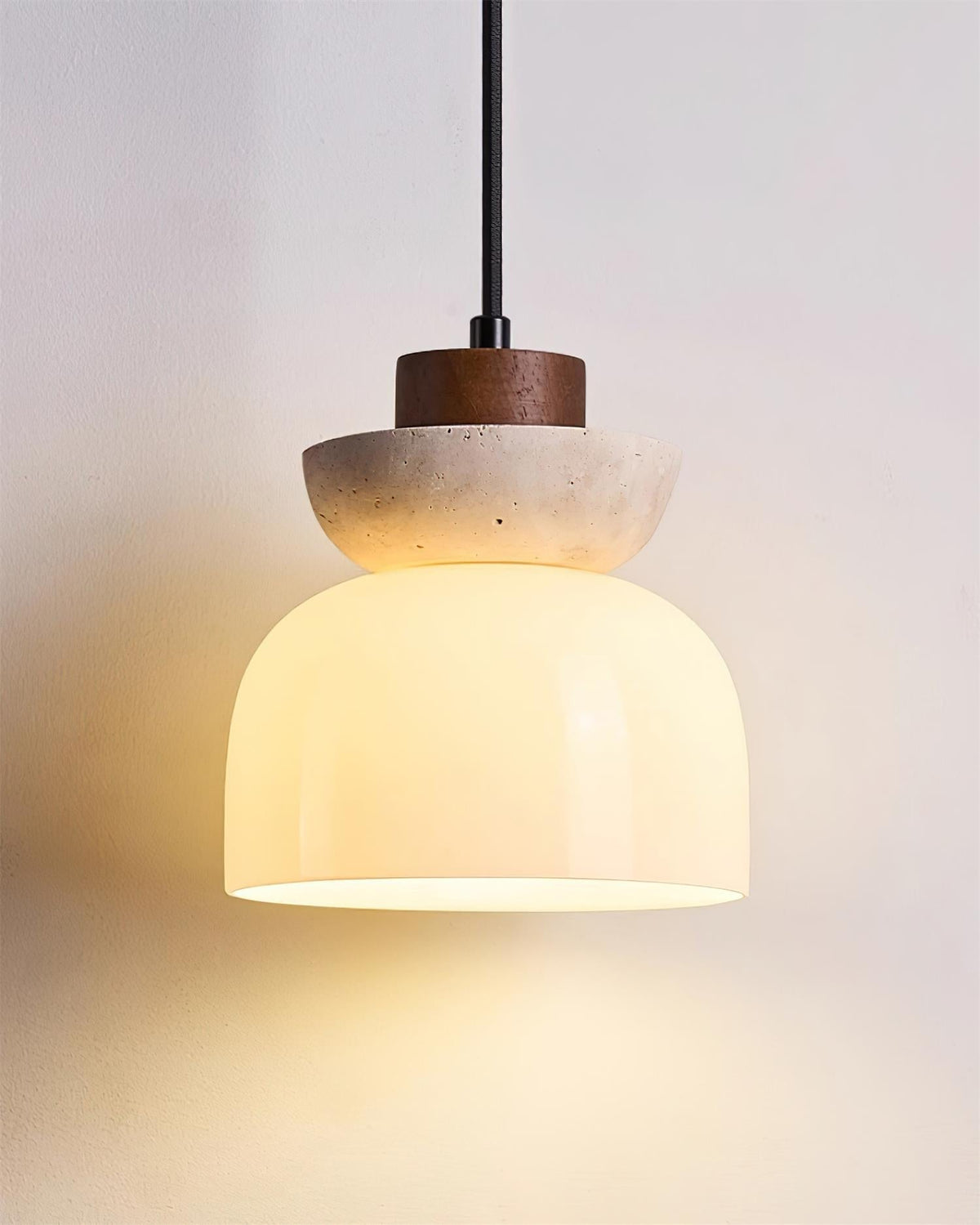 Norenx Travertine Dome  Glass Pendant Light