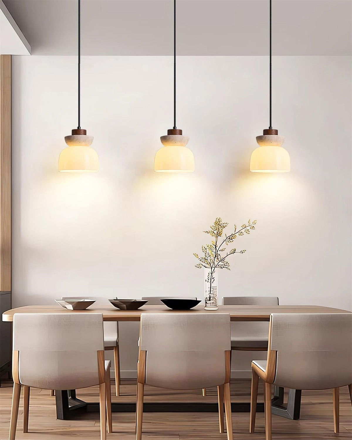 Norenx Travertine Dome  Glass Pendant Light