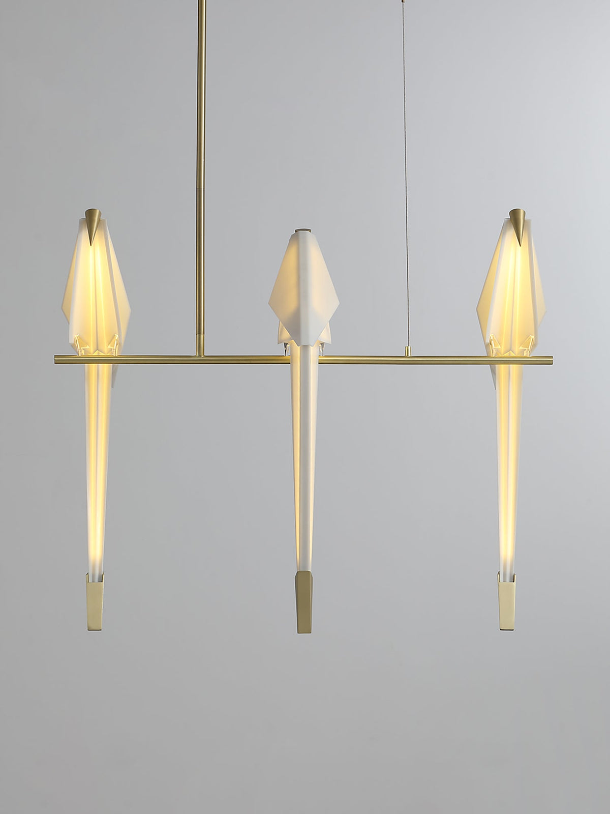 Candeeiro de teto LED escultural com pássaro grou de papel Lunuian