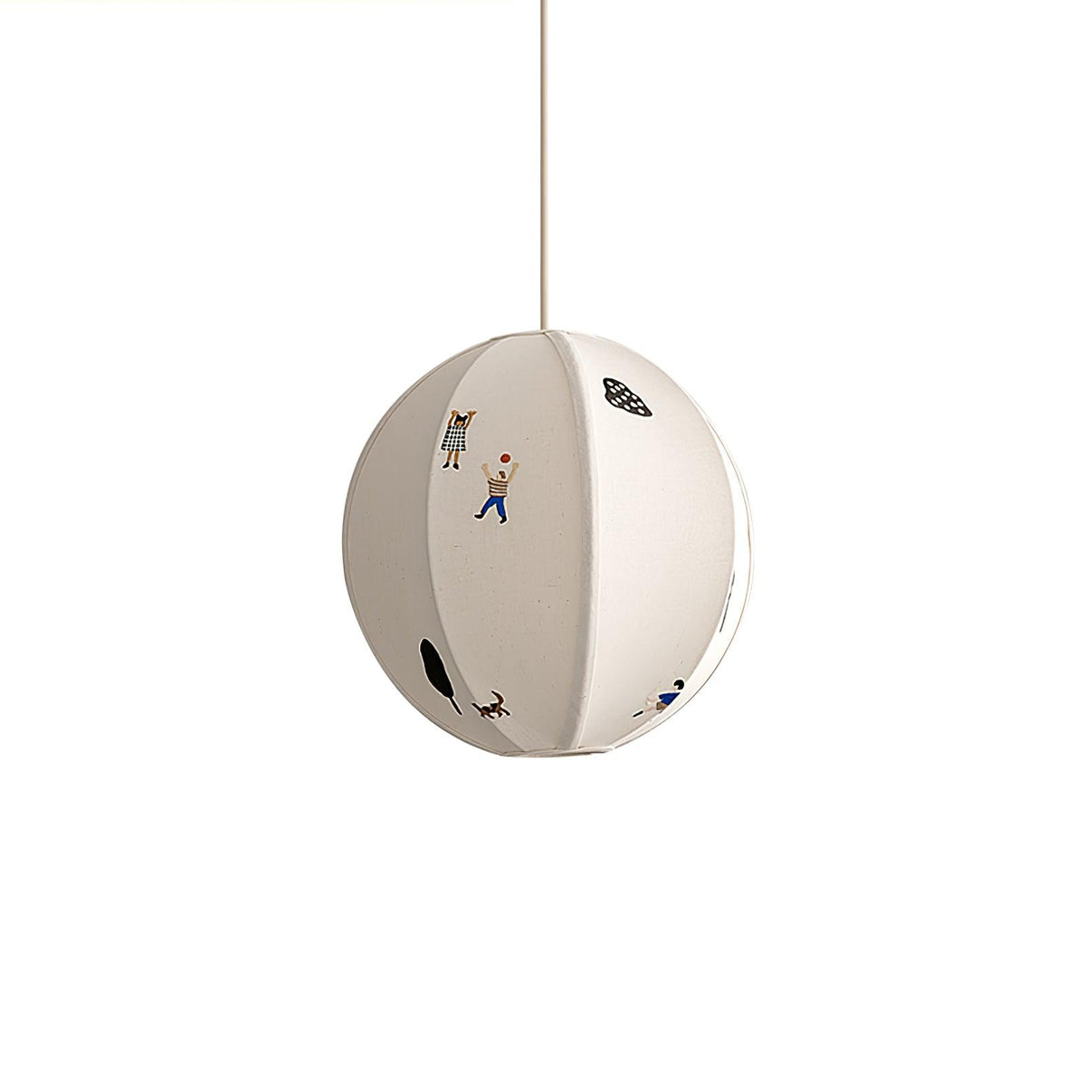 Elva pendellampa i papper med bollmotiv