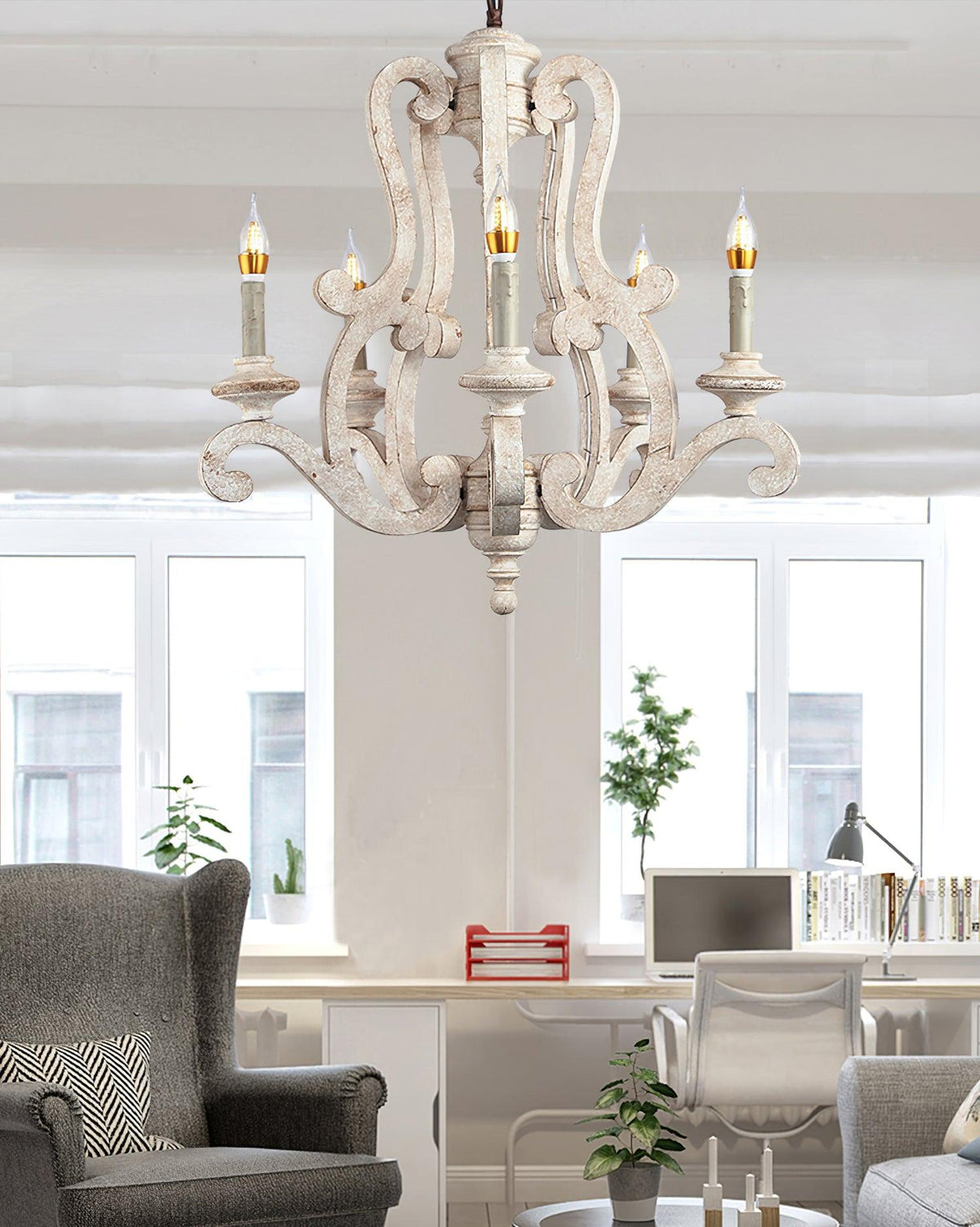 Arixy lysekrone i træ med stearinlys mid-century