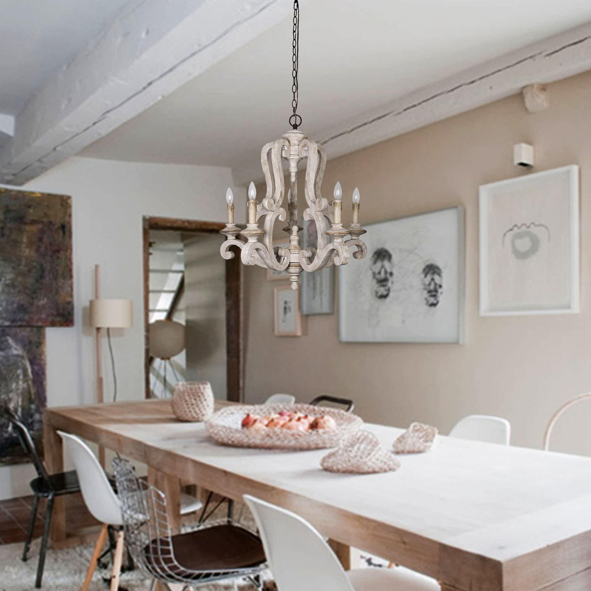 Arixy lysekrone i træ med stearinlys mid-century