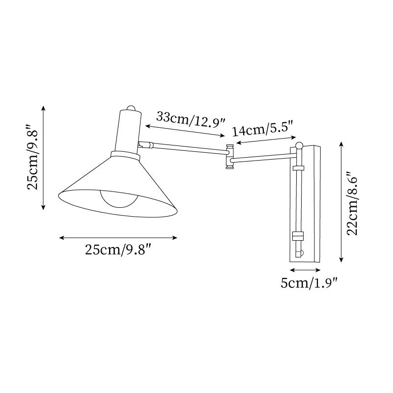 Peak vägglampa med justerbar arm och röd läslampa